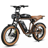 SAMEBIKE M20-II Electric Bike - 1200W Motor 48V18AH*2 Dual Battery 110KM Range Hydraulic Disc Brakes - Brown